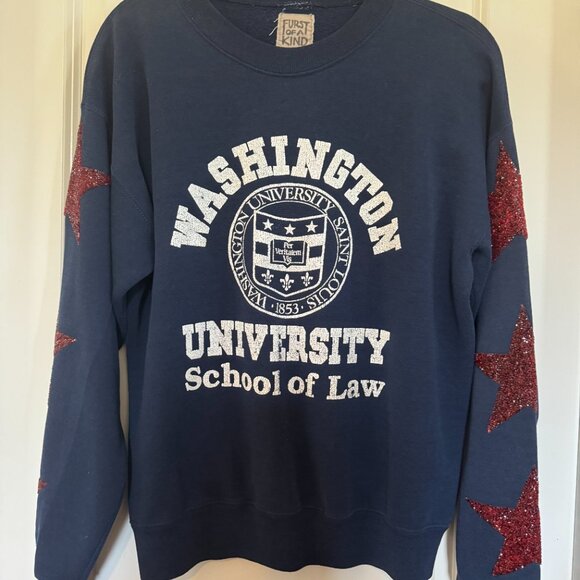 Washington University Vintage sweatshirt embellished with Red Glitter Stars - Picture 3 of 9